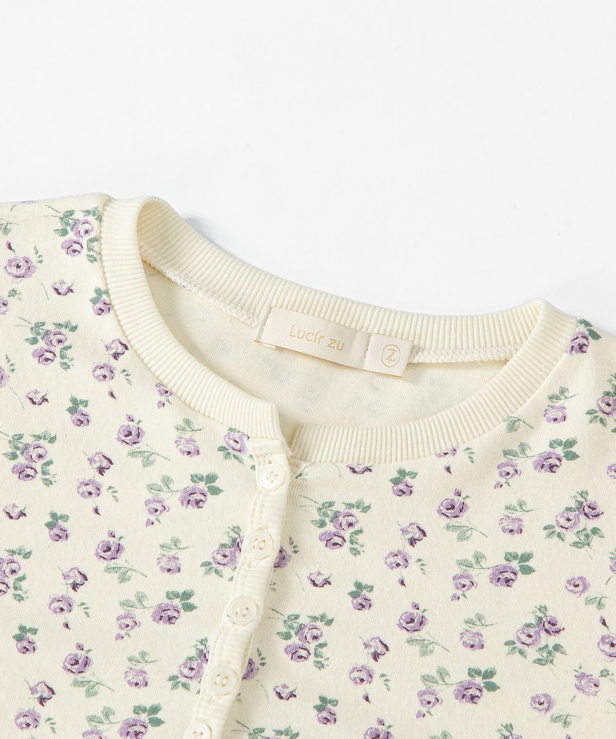 루시르주(LUCIR ZU) Tiny Floral Henley Top (Cream)