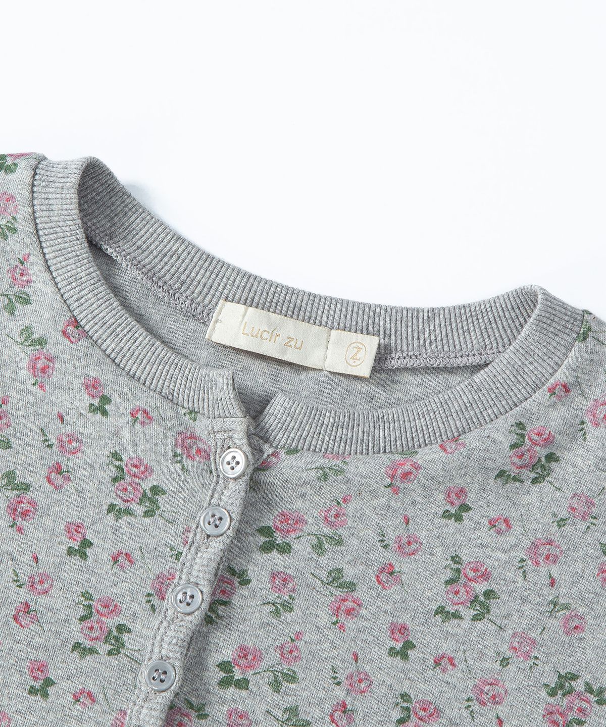 루시르주(LUCIR ZU) Tiny Floral Henley Top (Melange)