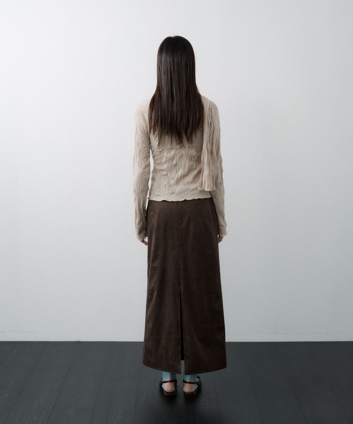 루시르주(LUCIR ZU) Pleated Cardigan Scarf Set (Beige)