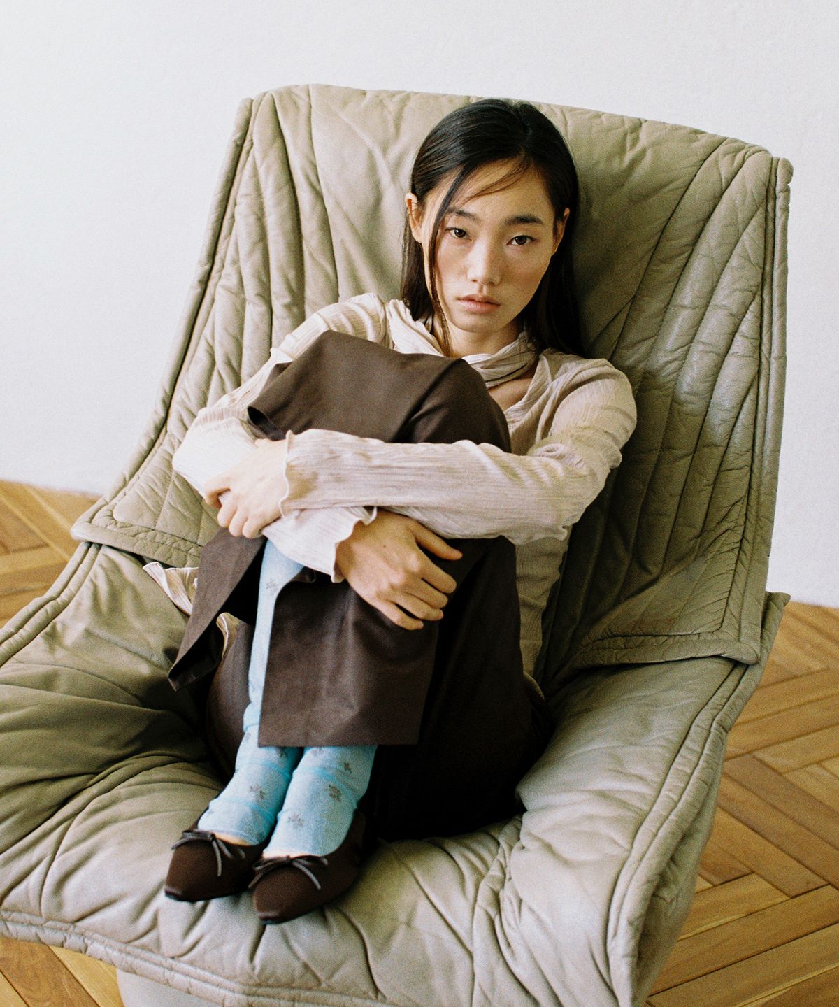 루시르주(LUCIR ZU) Pleated Cardigan Scarf Set (Beige)