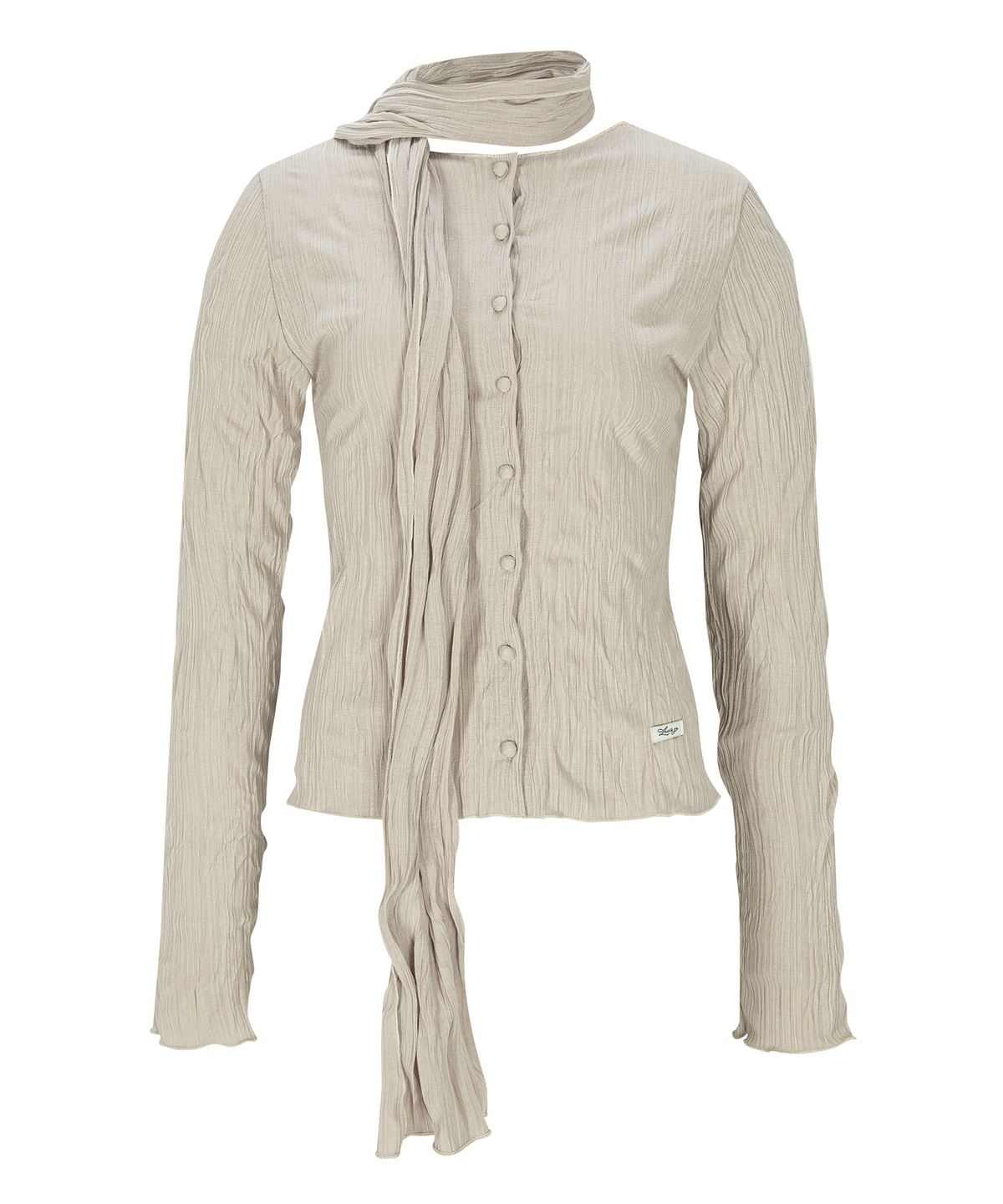 루시르주(LUCIR ZU) Pleated Cardigan Scarf Set (Beige)