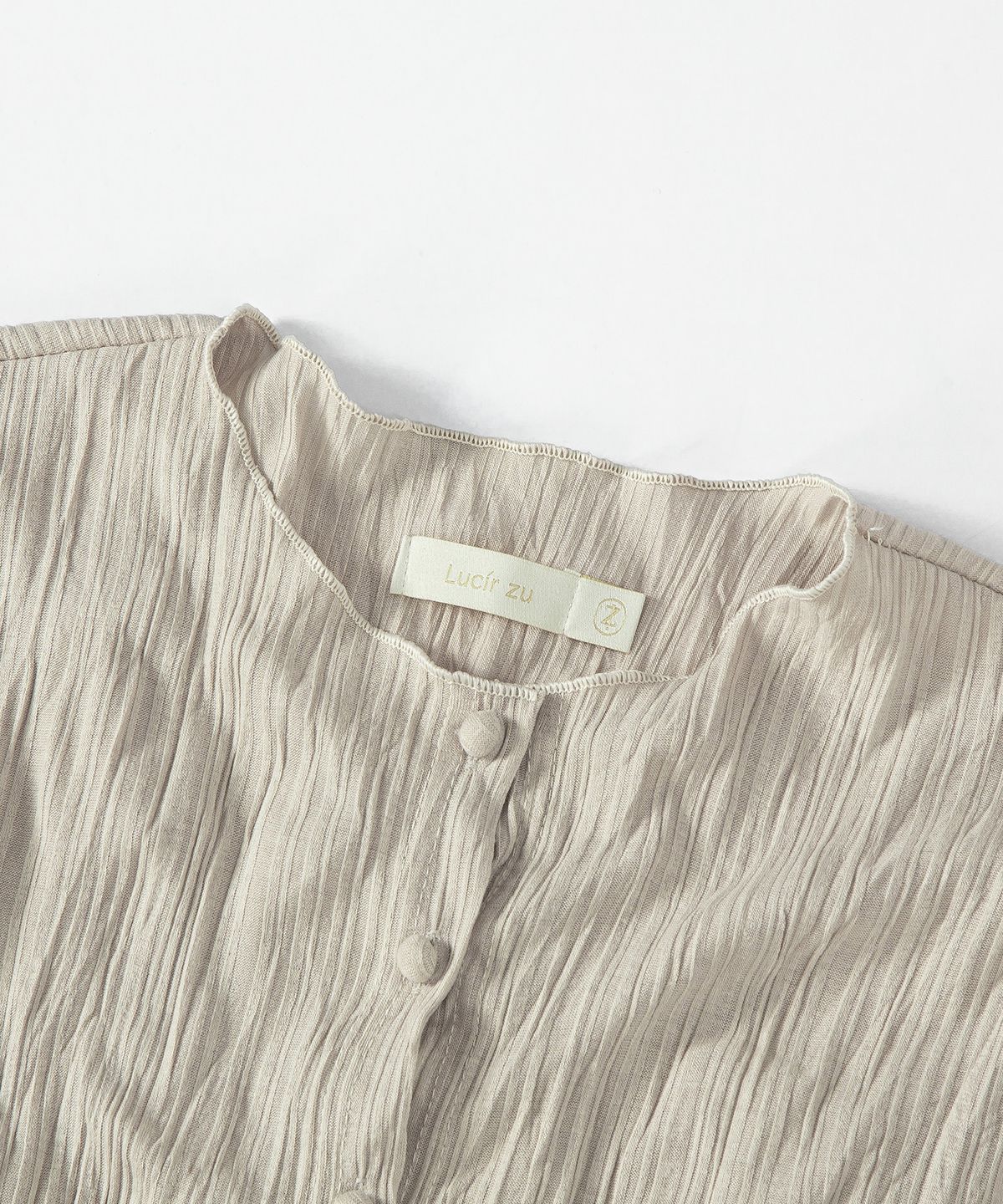 루시르주(LUCIR ZU) Pleated Cardigan Scarf Set (Beige)