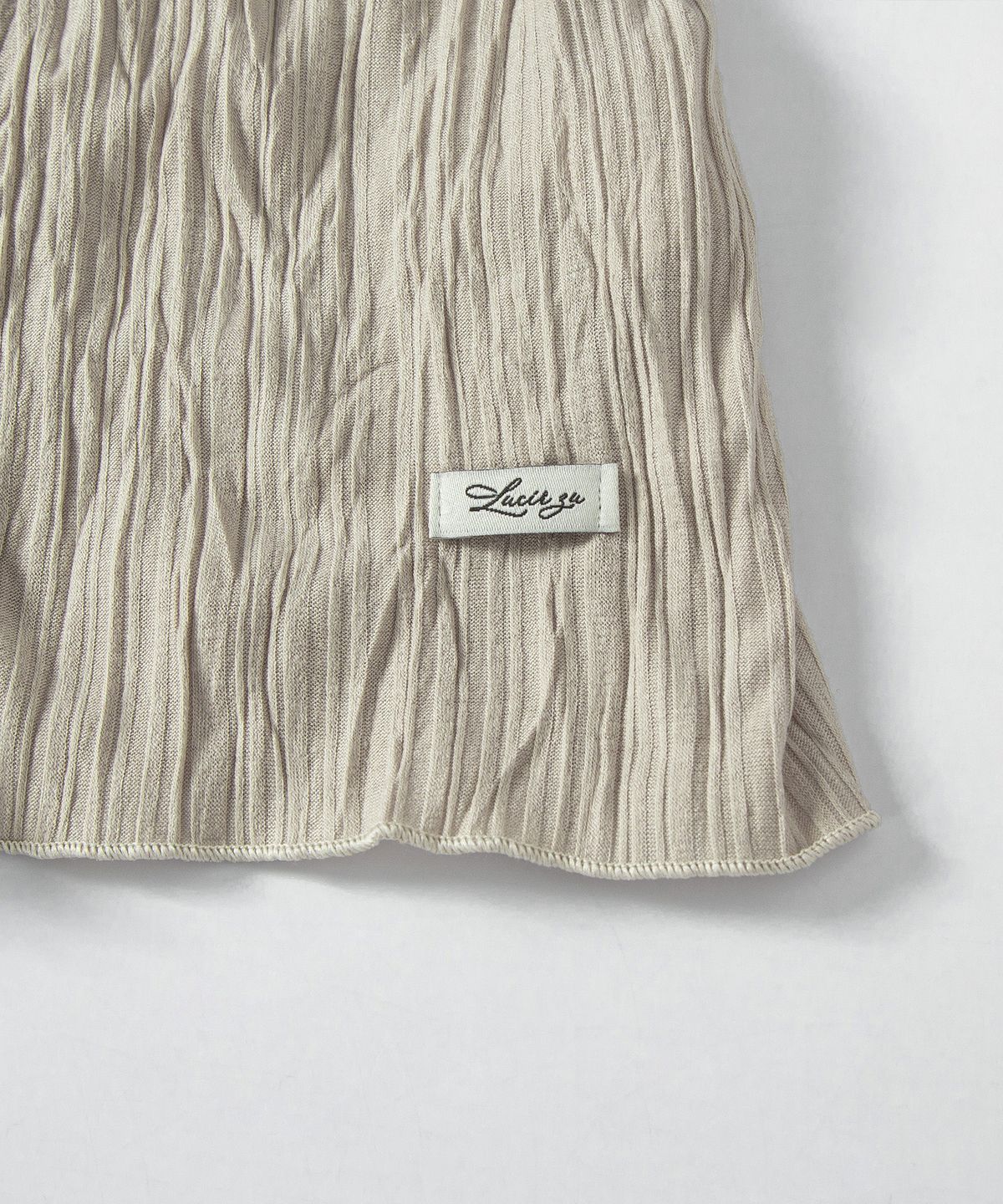 루시르주(LUCIR ZU) Pleated Cardigan Scarf Set (Beige)