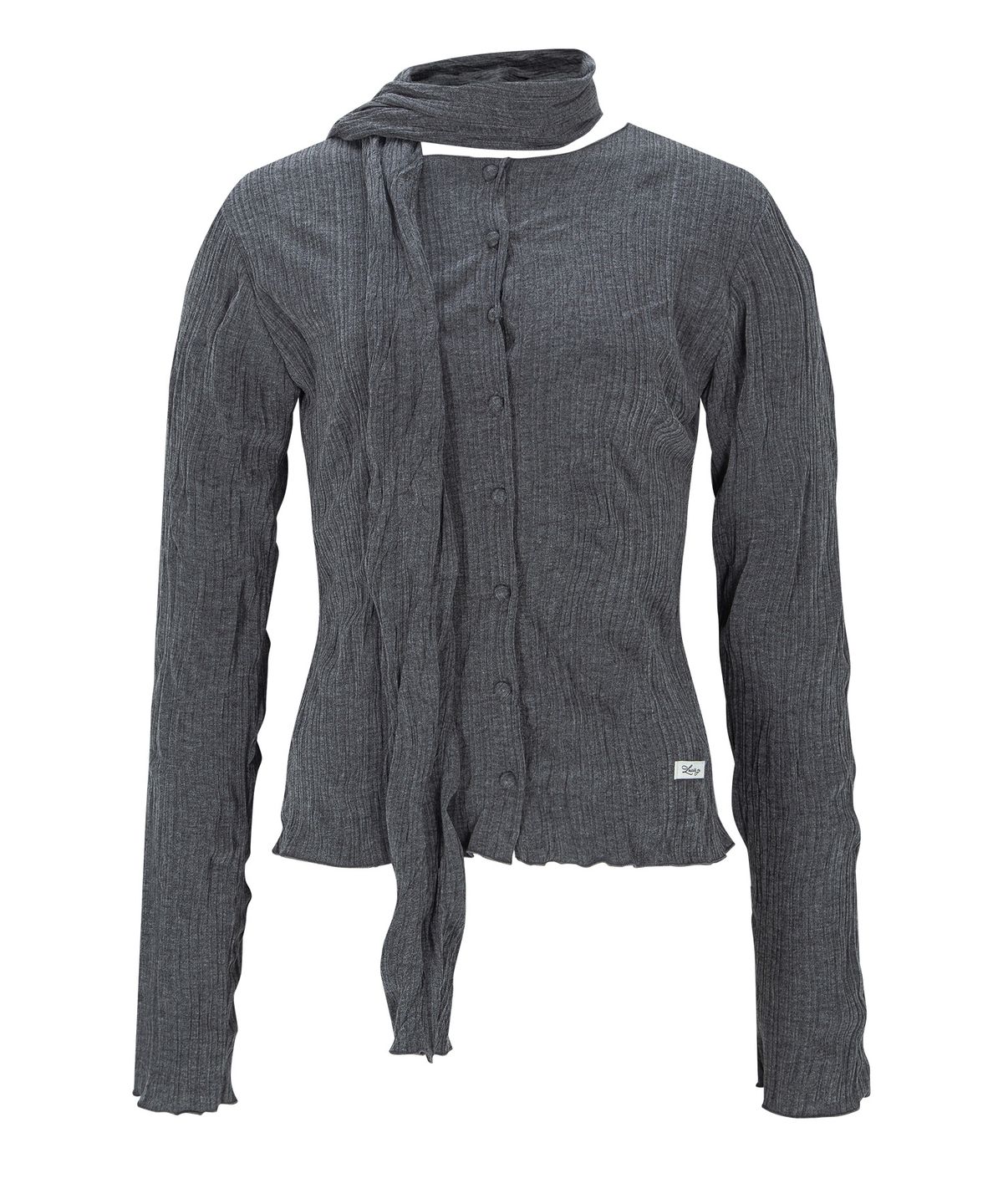 루시르주(LUCIR ZU) Pleated Cardigan Scarf Set (Charcoal)