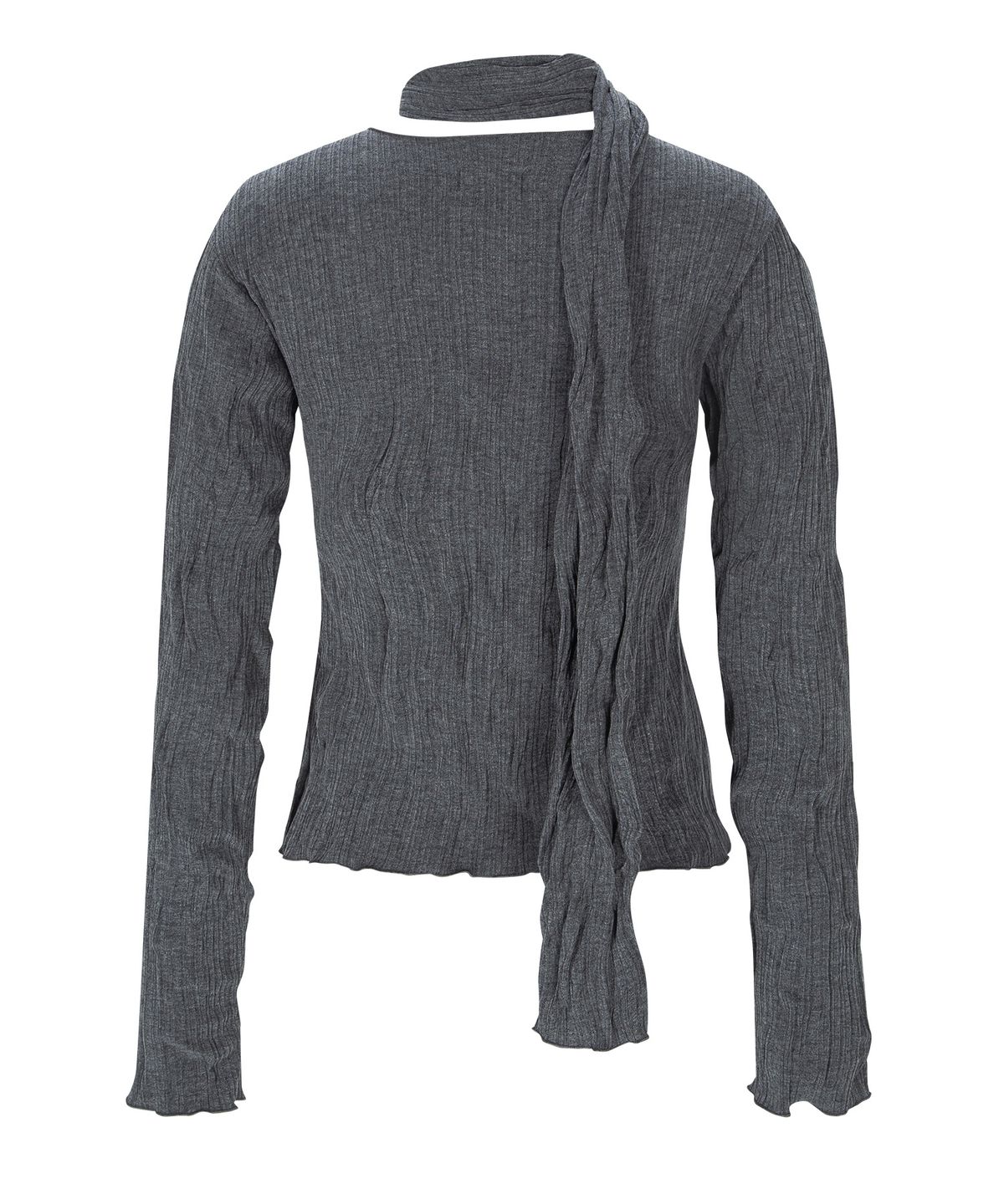 루시르주(LUCIR ZU) Pleated Cardigan Scarf Set (Charcoal)