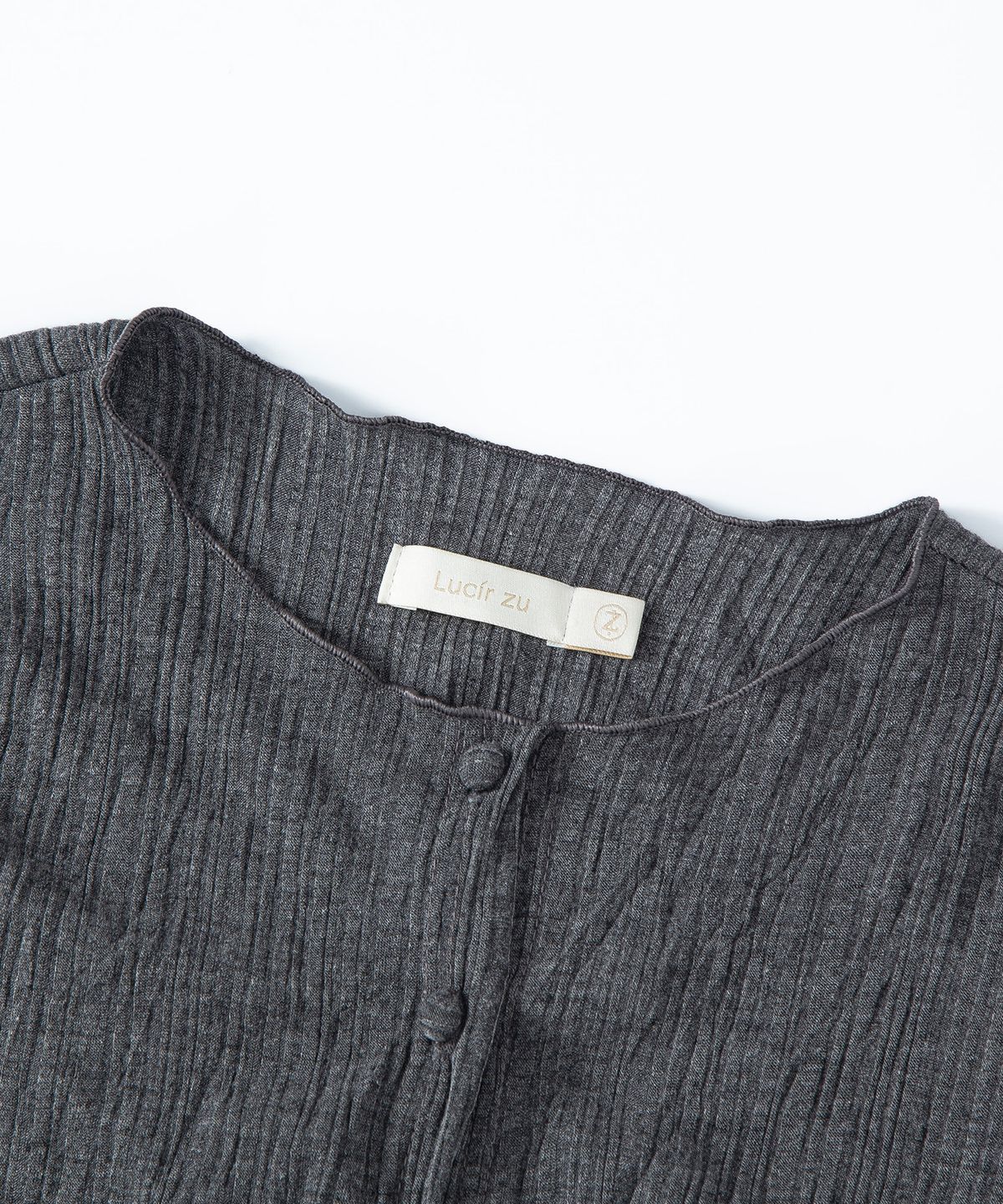 루시르주(LUCIR ZU) Pleated Cardigan Scarf Set (Charcoal)