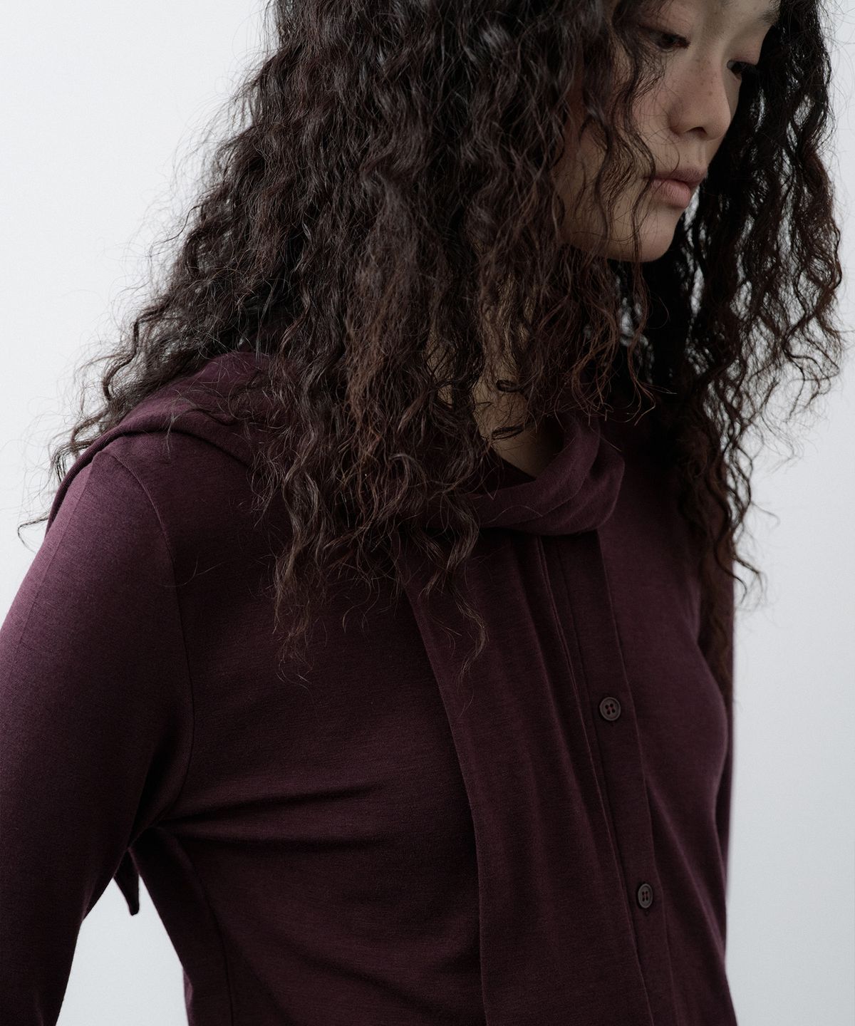 루시르주(LUCIR ZU) Scarf Wrap Button Cardigan (Purple)