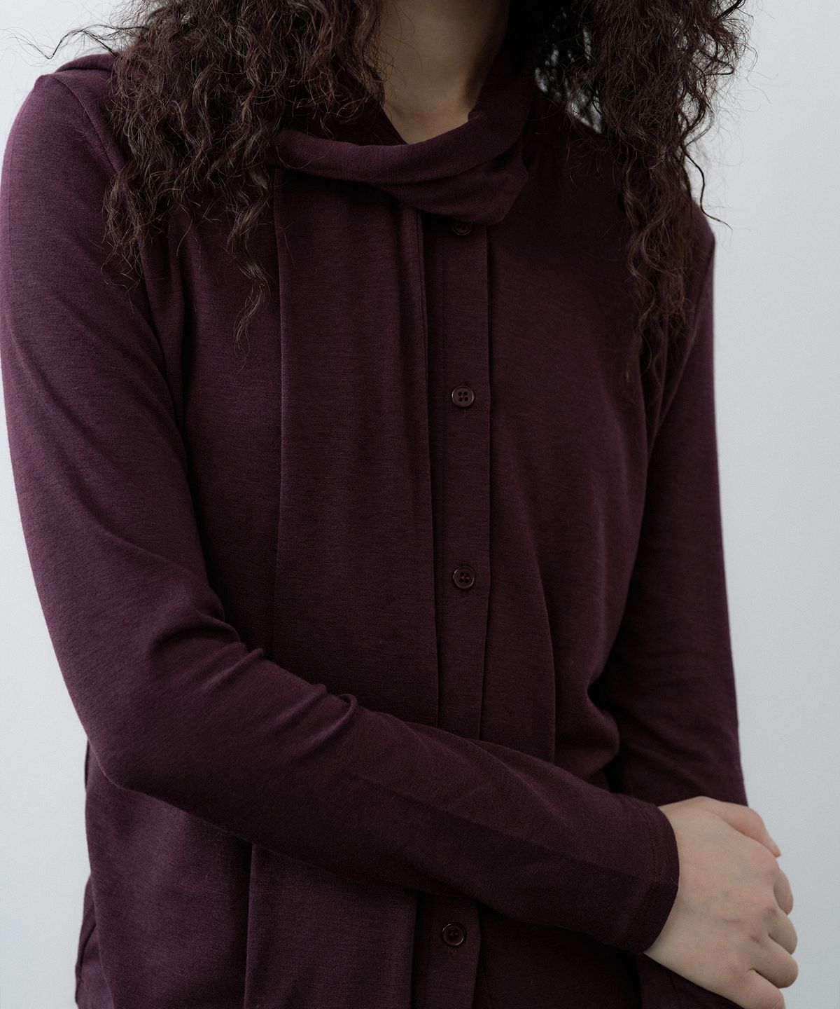 루시르주(LUCIR ZU) Scarf Wrap Button Cardigan (Purple)