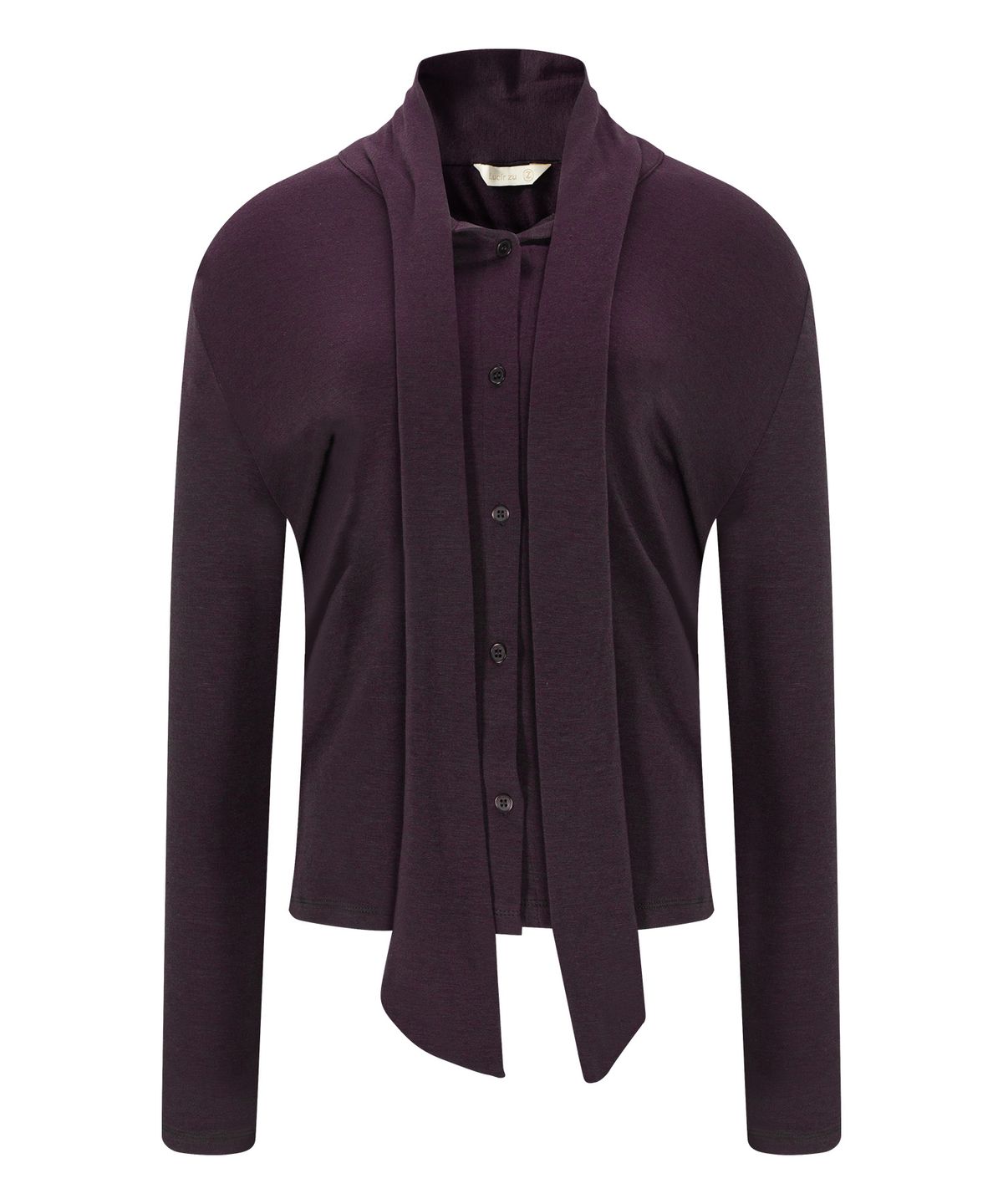 루시르주(LUCIR ZU) Scarf Wrap Button Cardigan (Purple)