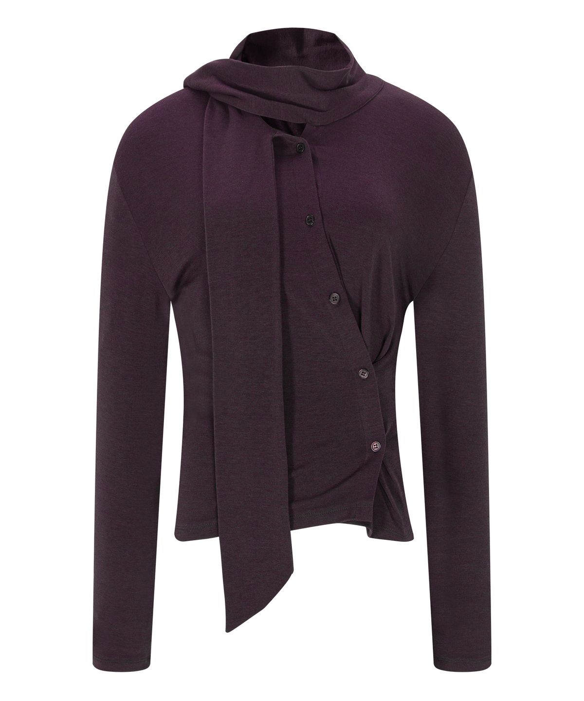 루시르주(LUCIR ZU) Scarf Wrap Button Cardigan (Purple)