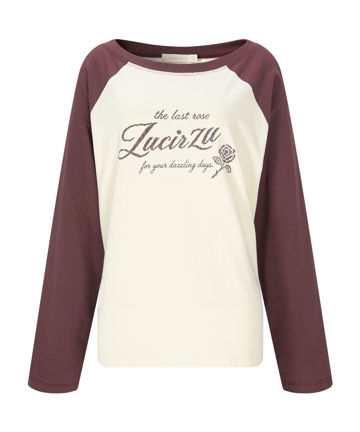 루시르주(LUCIR ZU) 20s Cotton Rose Raglan Tee (Burgundy)