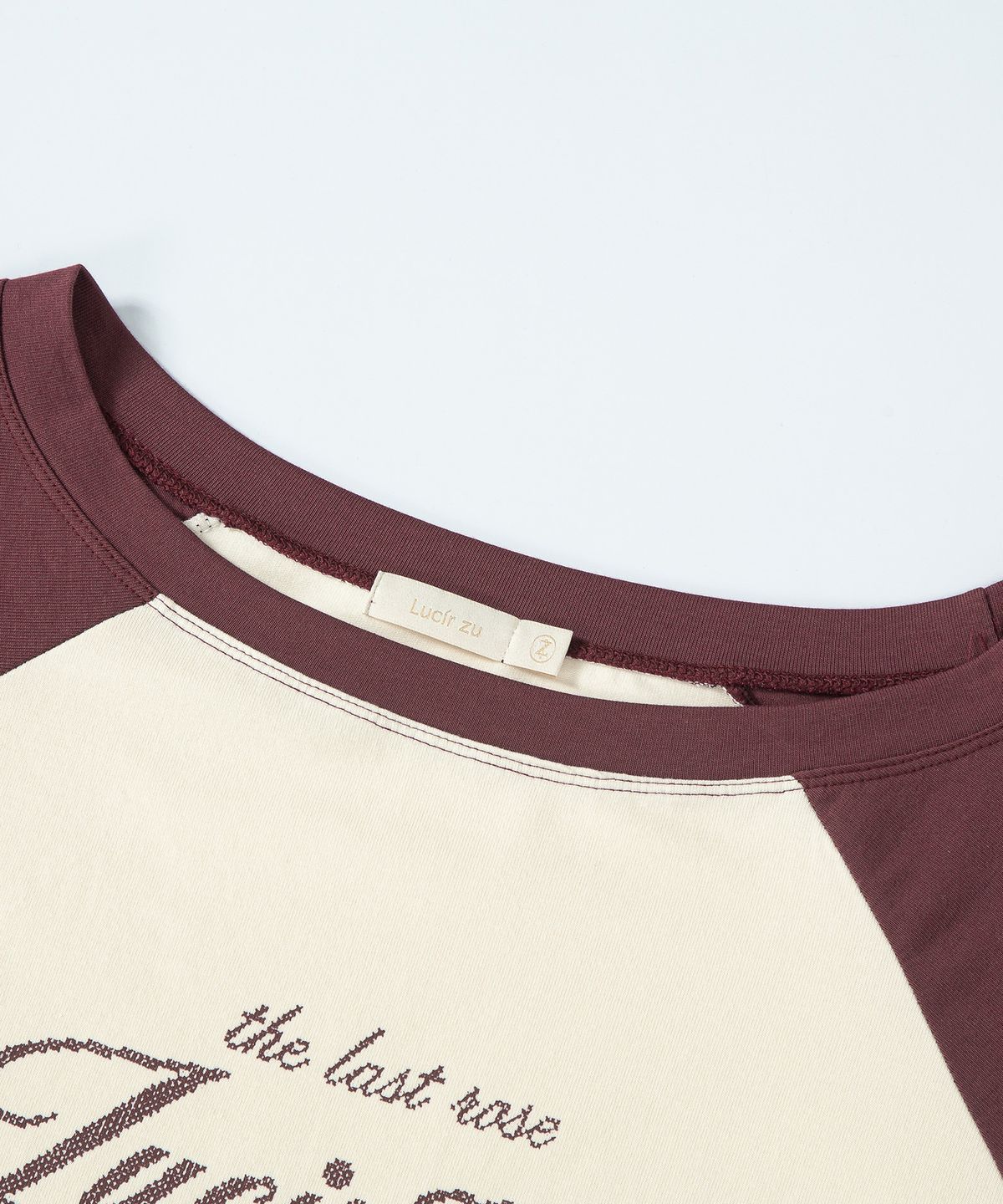 루시르주(LUCIR ZU) 20s Cotton Rose Raglan Tee (Burgundy)