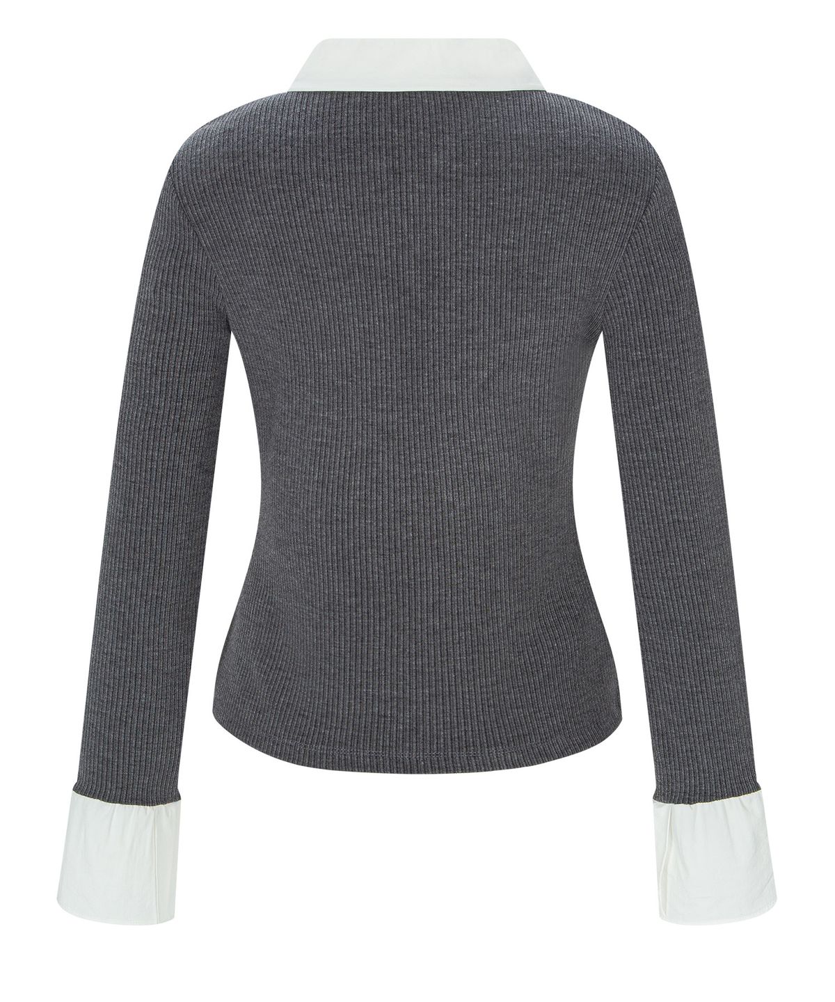 루시르주(LUCIR ZU) V-Neck Shirt Layered Top (Charcoal)
