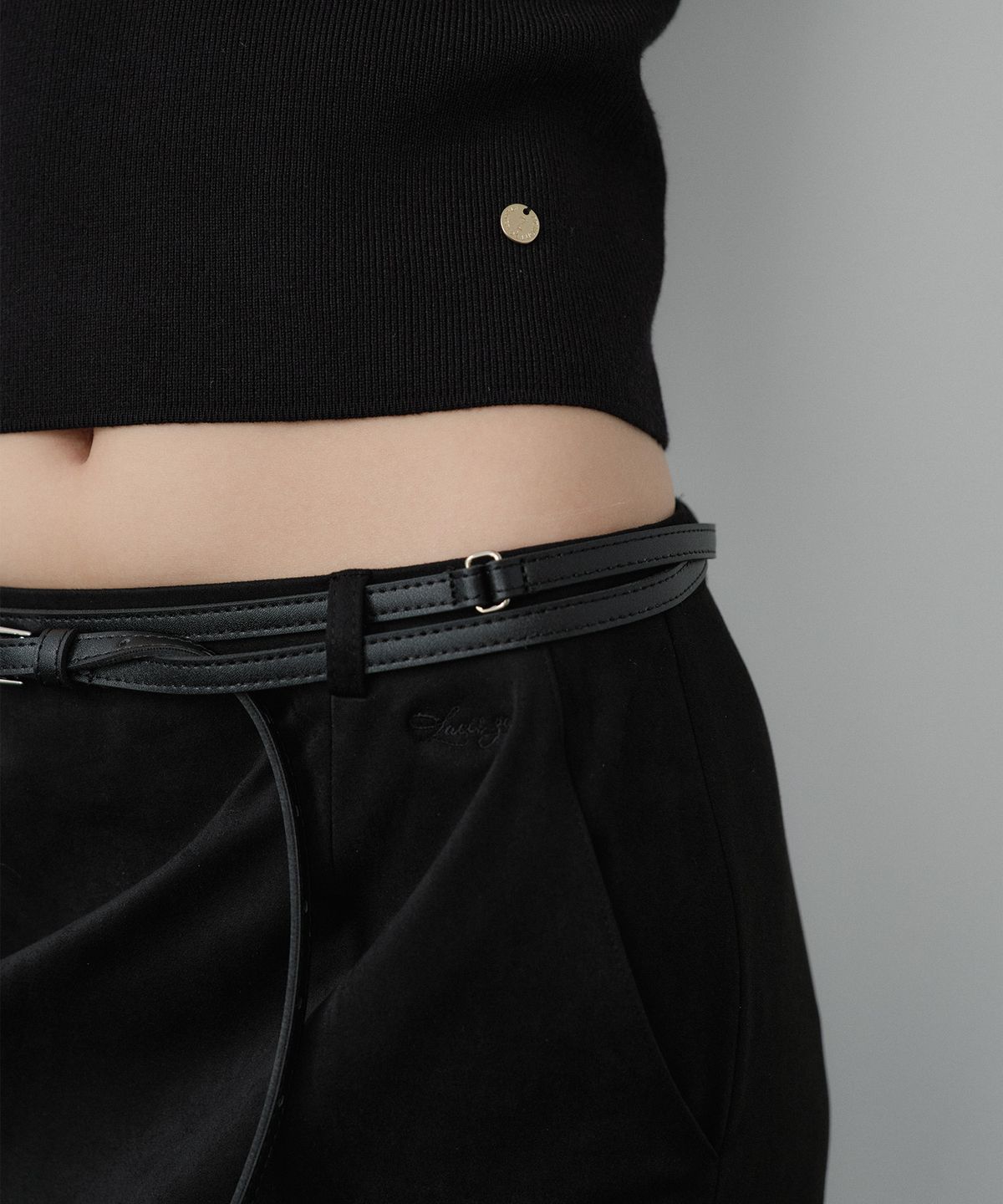 루시르주(LUCIR ZU) Wool Boatneck Bolero Knit Top (Black)