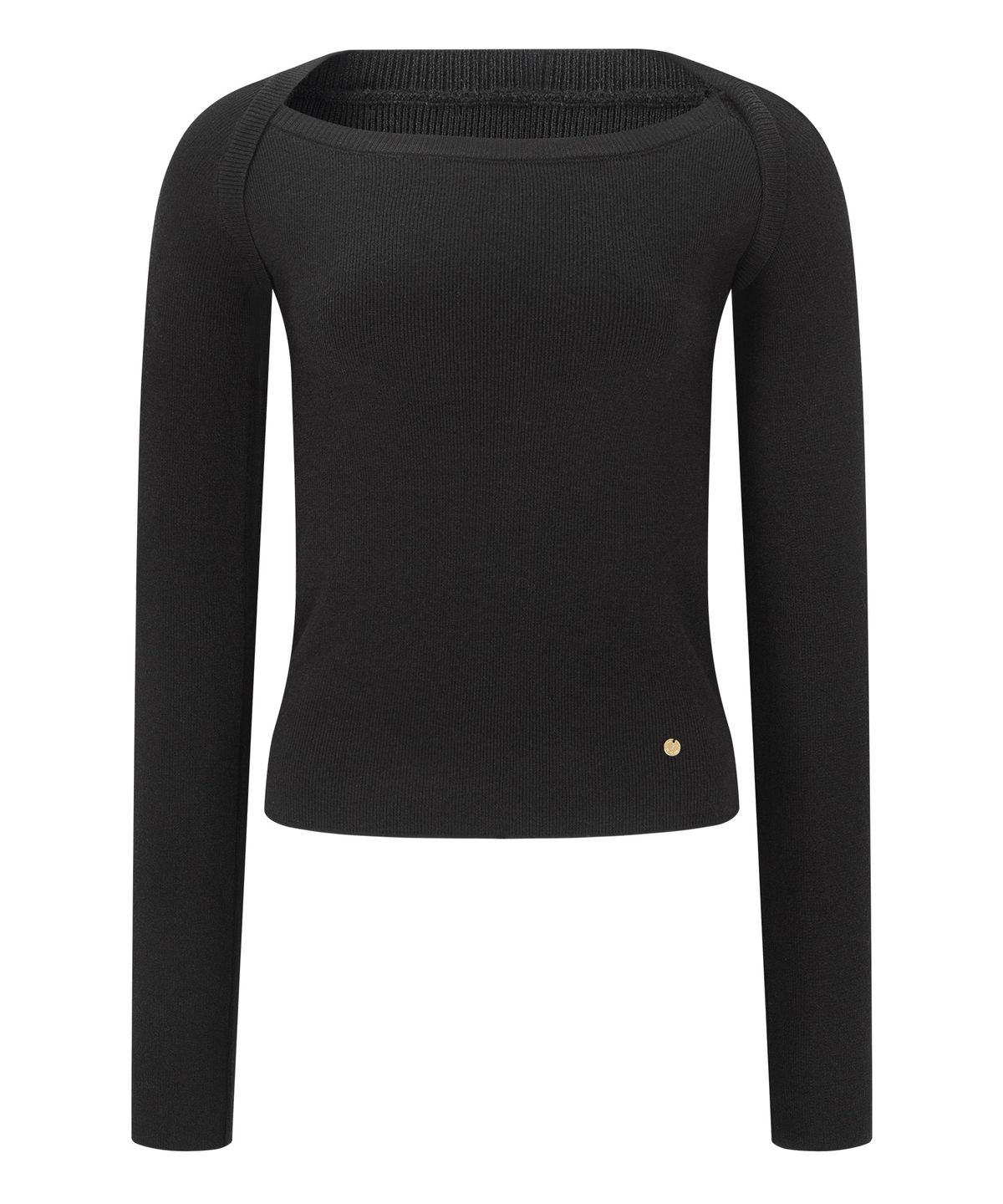 루시르주(LUCIR ZU) Wool Boatneck Bolero Knit Top (Black)
