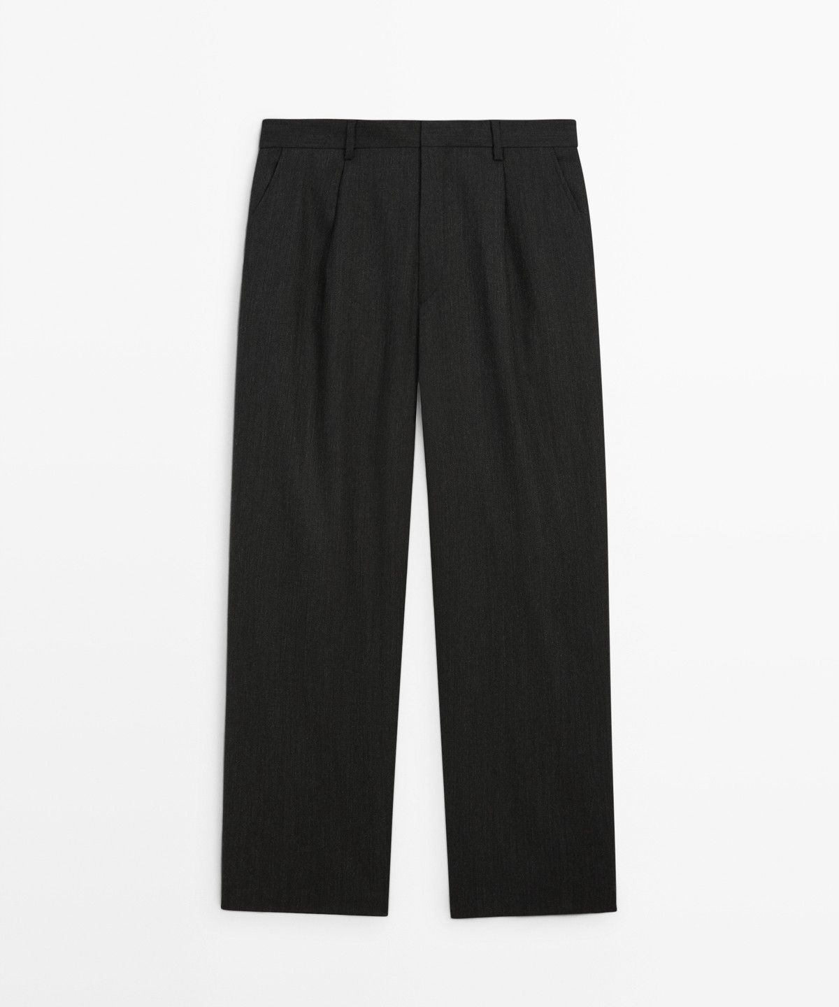 마시모두띠(MASSIMO DUTTI) 릴랙스 핏 울 멜란지 디테일 팬츠
