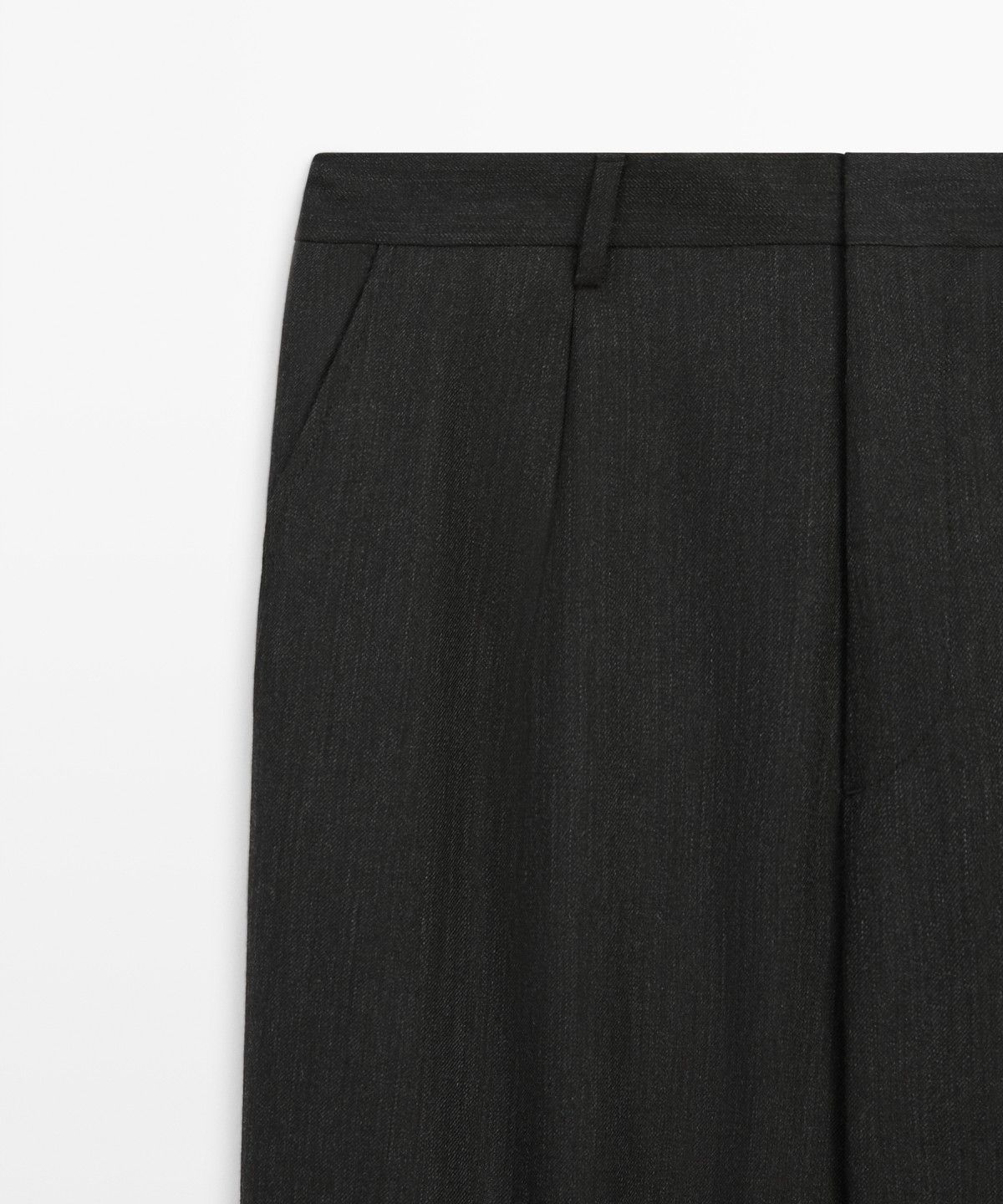 마시모두띠(MASSIMO DUTTI) 릴랙스 핏 울 멜란지 디테일 팬츠