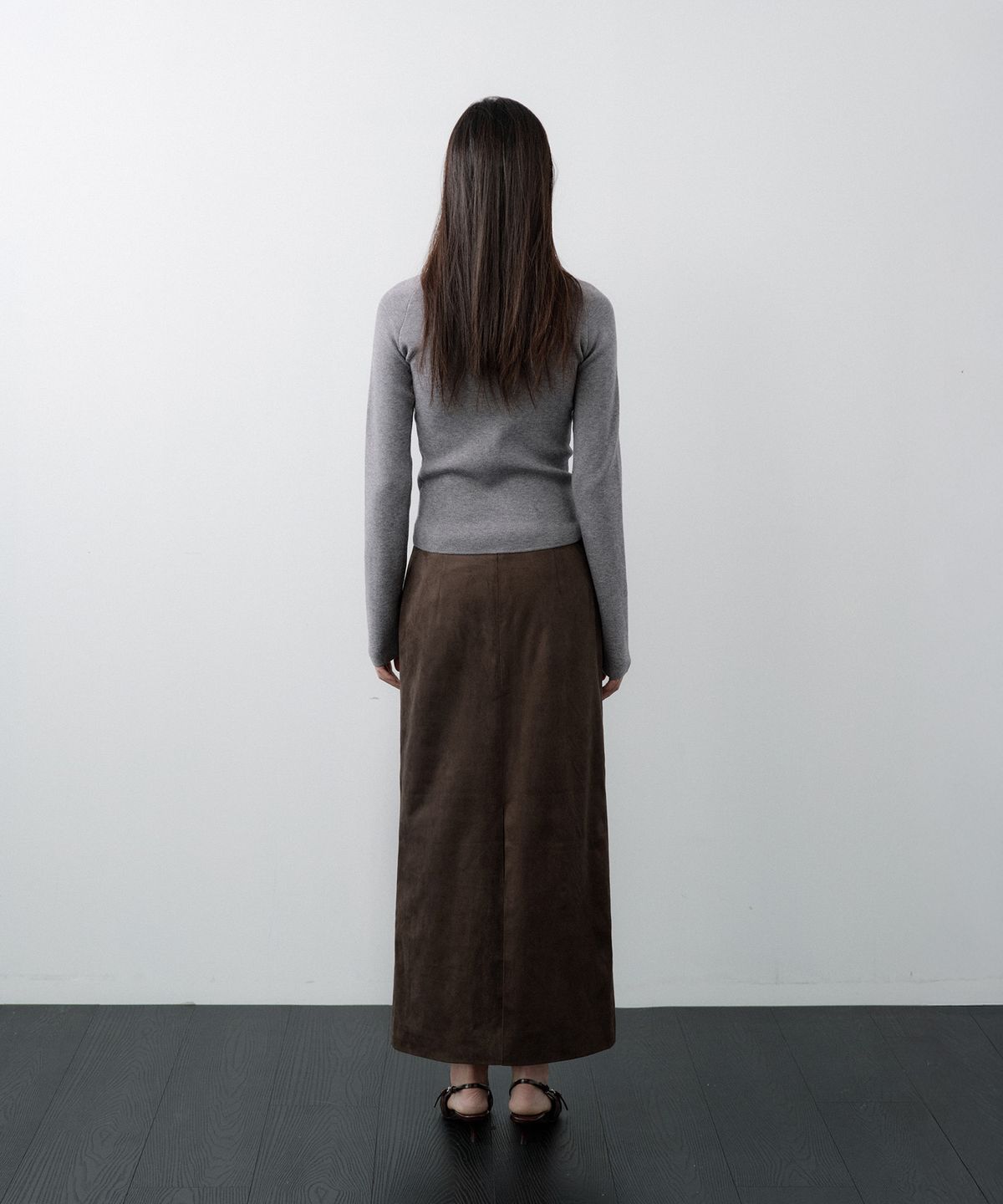 루시르주(LUCIR ZU) Wool Boatneck Bolero Knit Top (Charcoal)