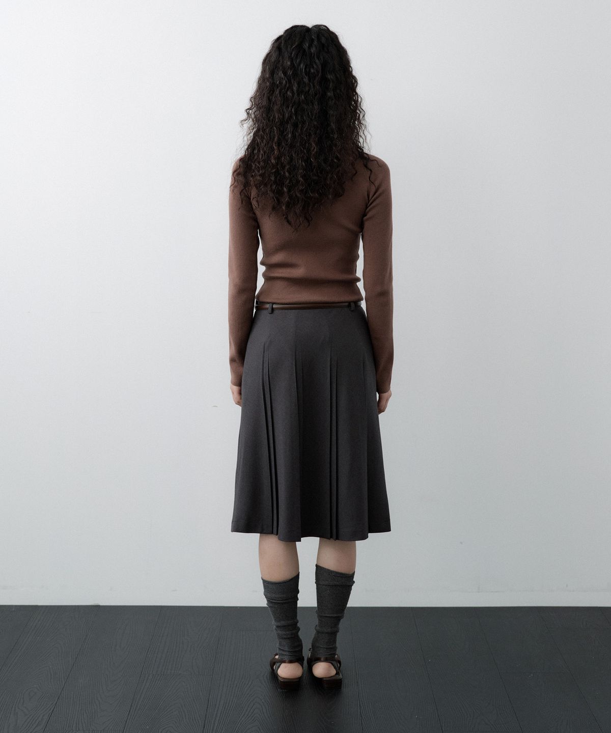 루시르주(LUCIR ZU) Wool Boatneck Bolero Knit Top (Brown)