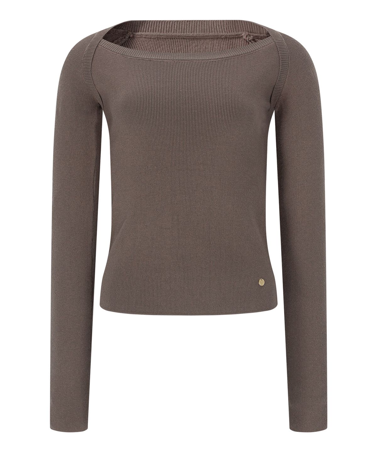 루시르주(LUCIR ZU) Wool Boatneck Bolero Knit Top (Brown)