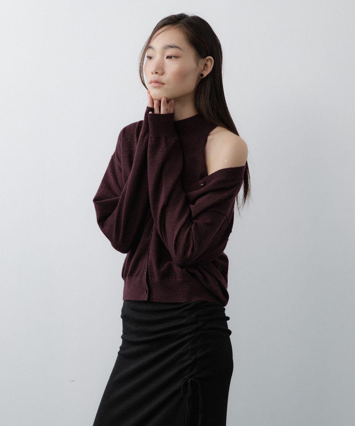 루시르주(LUCIR ZU) Side-Shirred Maxi Skirt (Black)