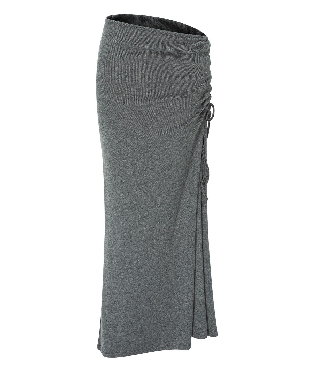 루시르주(LUCIR ZU) Side-Shirred Maxi Skirt (Charcoal)
