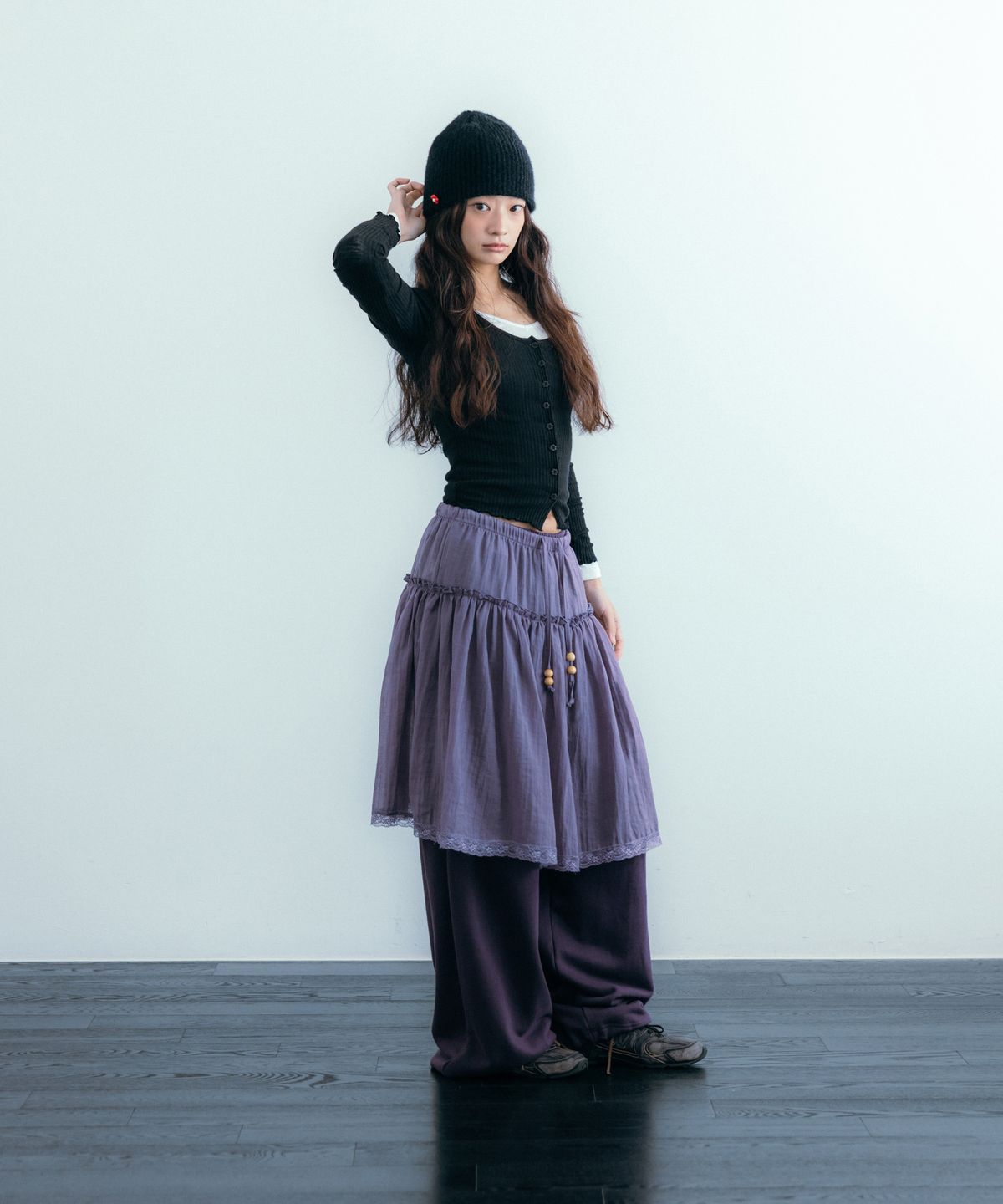 이요우아(IYOWUAH) Ethnic Layered Skirt, Purple