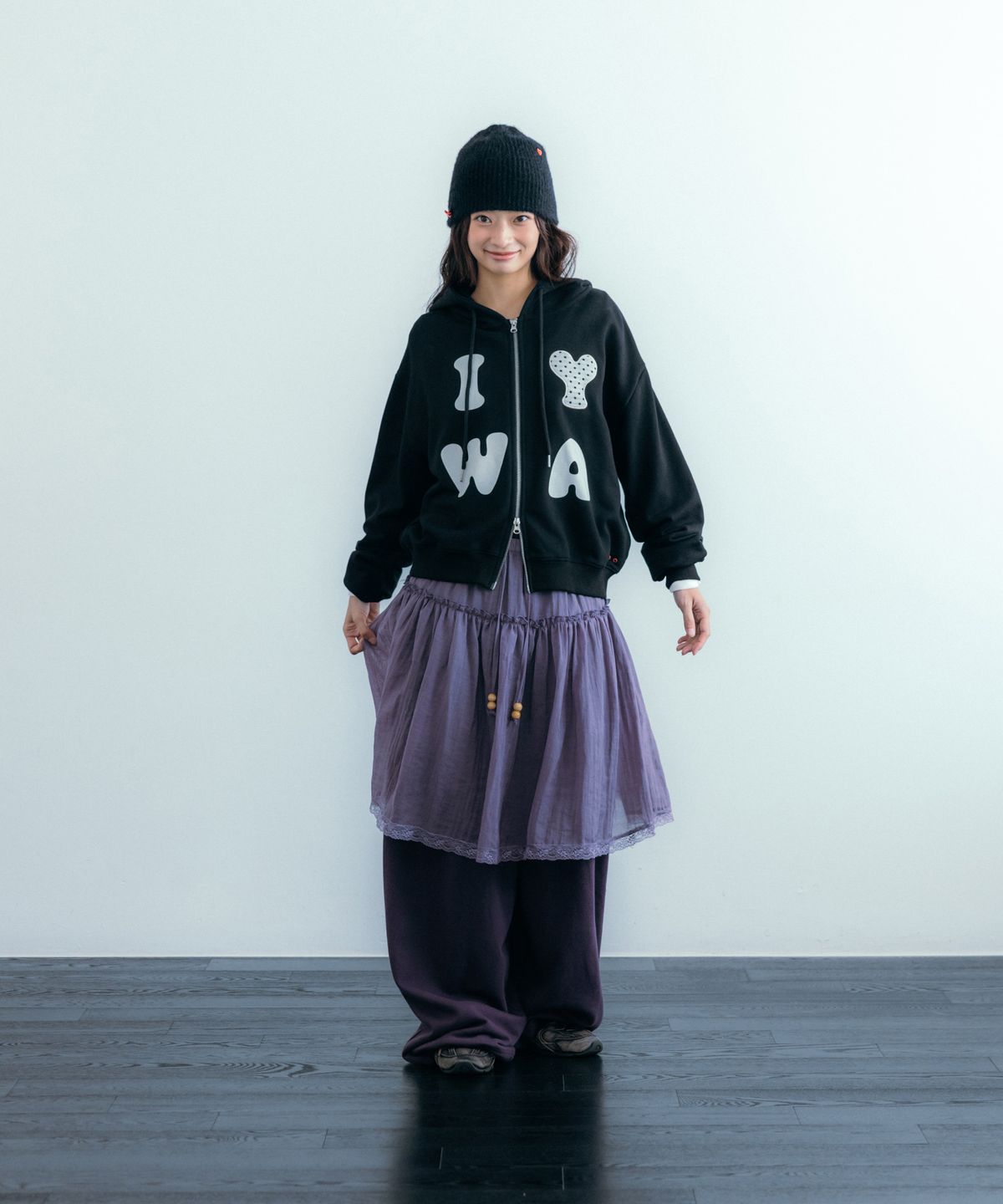 이요우아(IYOWUAH) Ethnic Layered Skirt, Purple