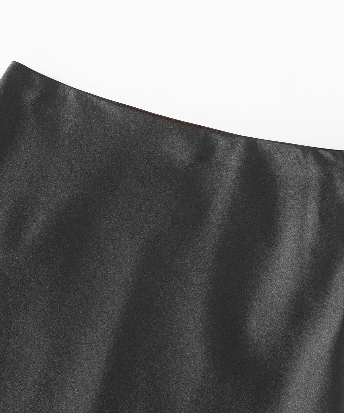 루시르주(LUCIR ZU) Satin Lace-Hem Skirt (Brown)