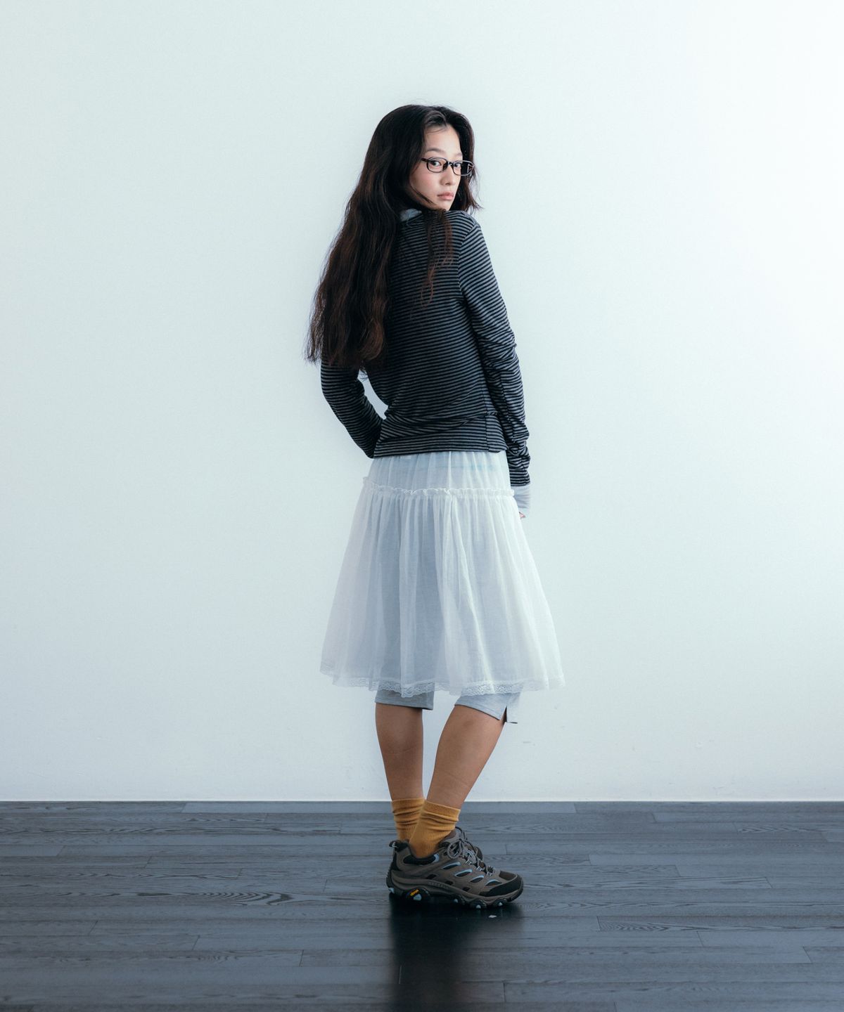 이요우아(IYOWUAH) Ethnic Layered Skirt, White