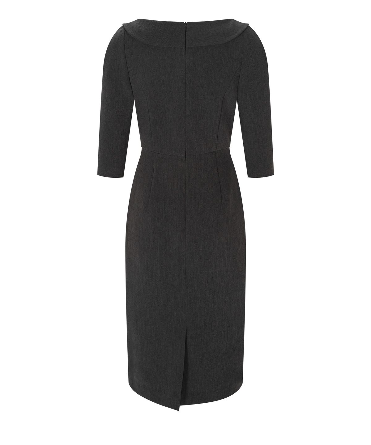 루시르주(LUCIR ZU) Ribbon-Tie Boat Neck Dress (Charcoal)