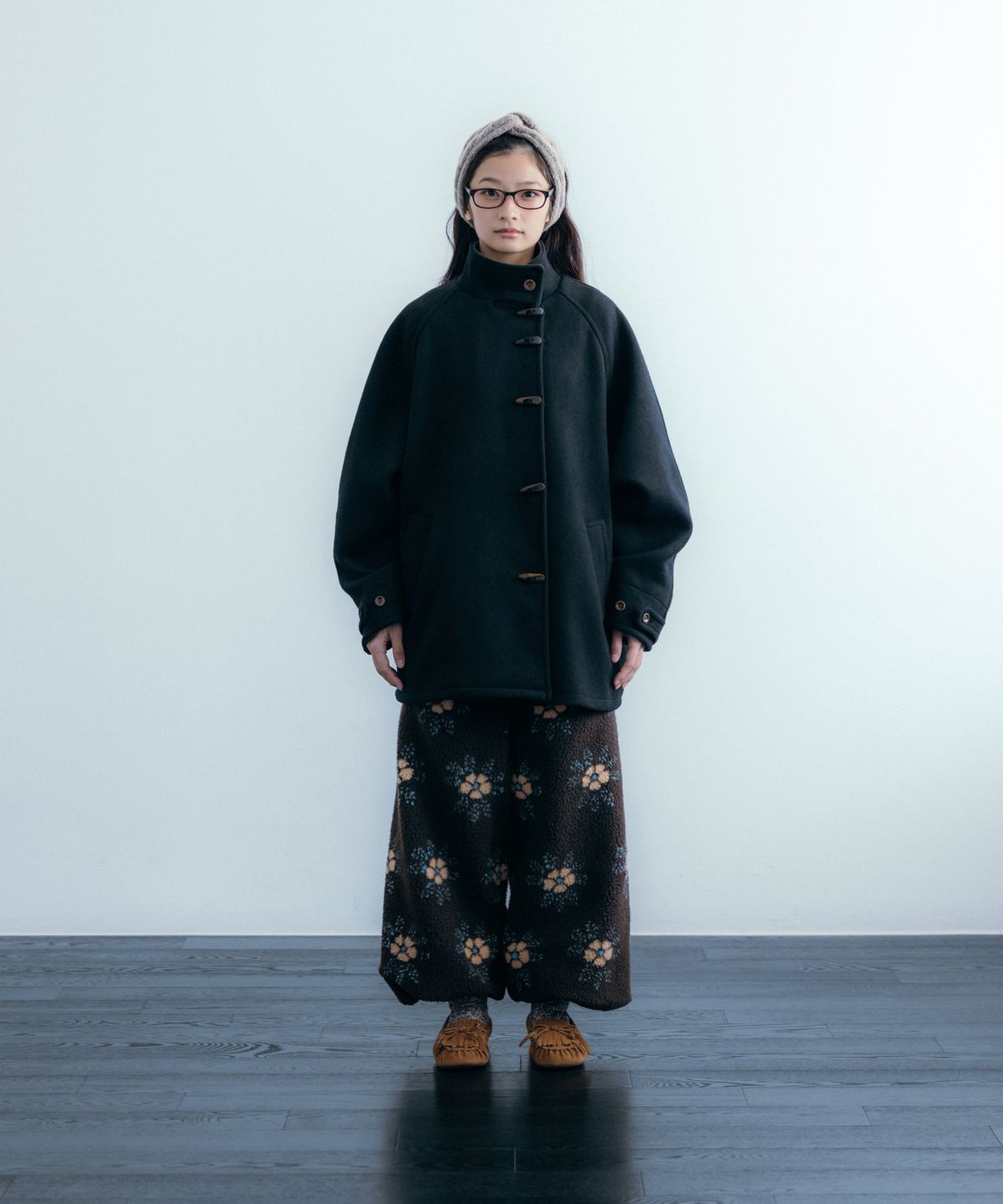이요우아(IYOWUAH) Floral Fleece Jogger Pants, Brown