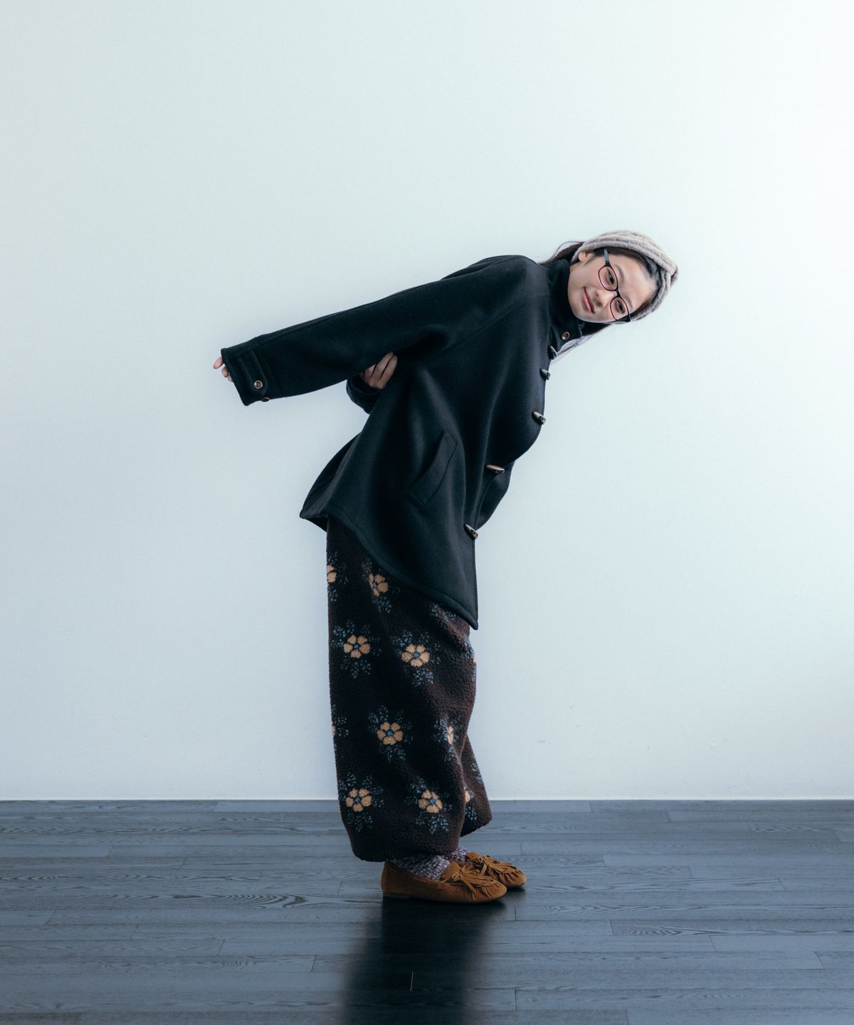 이요우아(IYOWUAH) Floral Fleece Jogger Pants, Brown