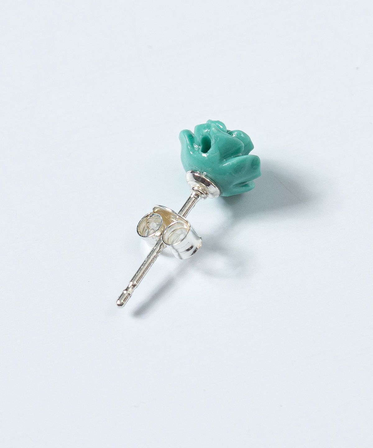 루시르주(LUCIR ZU) Rose Turquoise Silver Earrings 7mm (Mint)