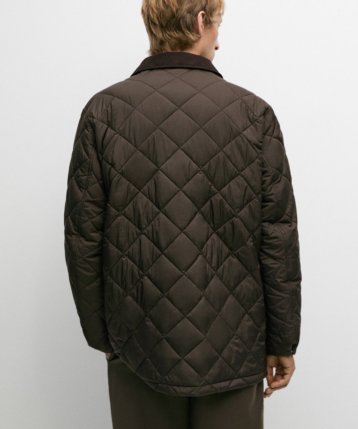마시모두띠(MASSIMO DUTTI) 스웨이드 코듀로이 칼라 롱 패딩