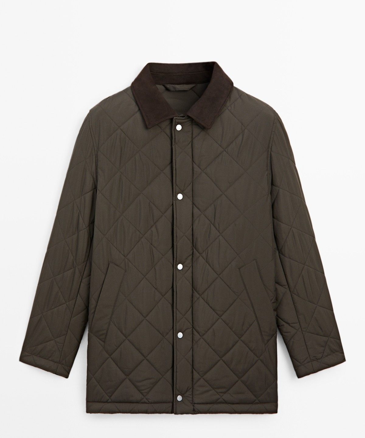 마시모두띠(MASSIMO DUTTI) 스웨이드 코듀로이 칼라 롱 패딩