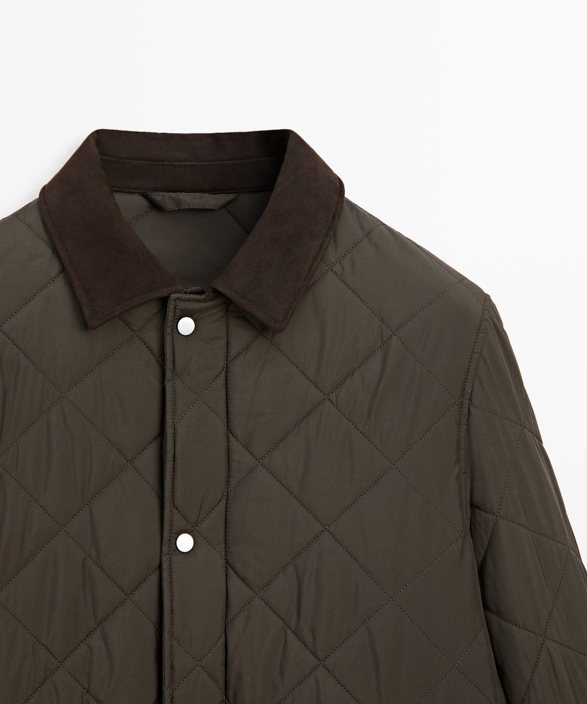 마시모두띠(MASSIMO DUTTI) 스웨이드 코듀로이 칼라 롱 패딩