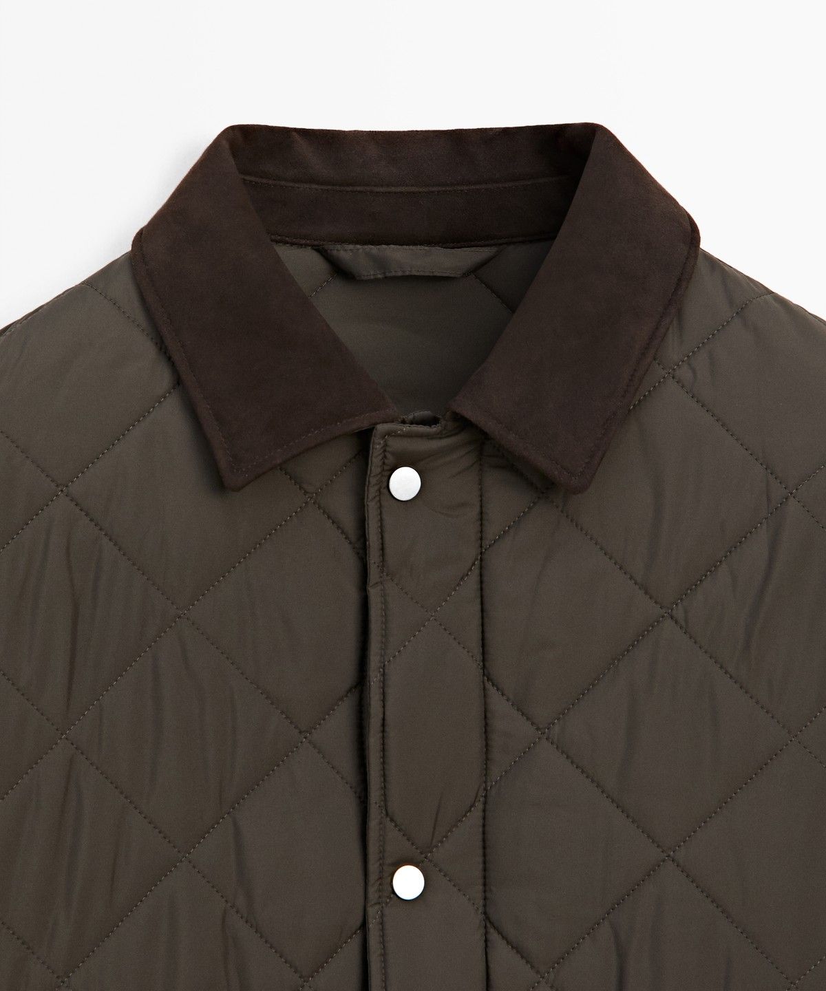 마시모두띠(MASSIMO DUTTI) 스웨이드 코듀로이 칼라 롱 패딩