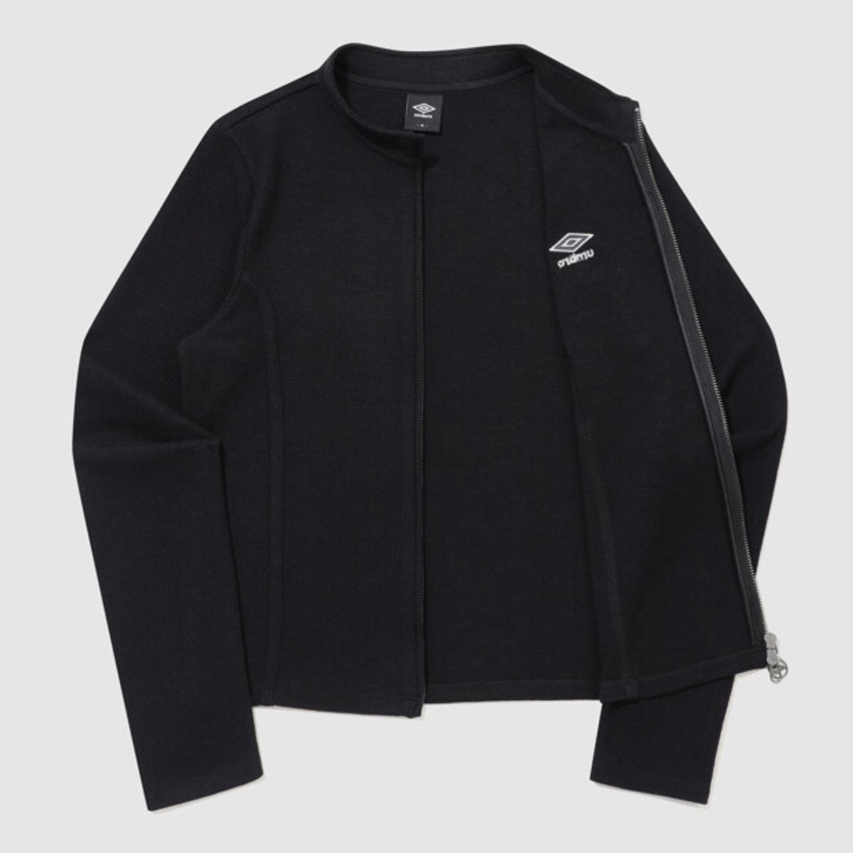 엄브로(UMBRO) 우먼스 골지 스탠넥 집업 자켓 블랙 UR322CFT99