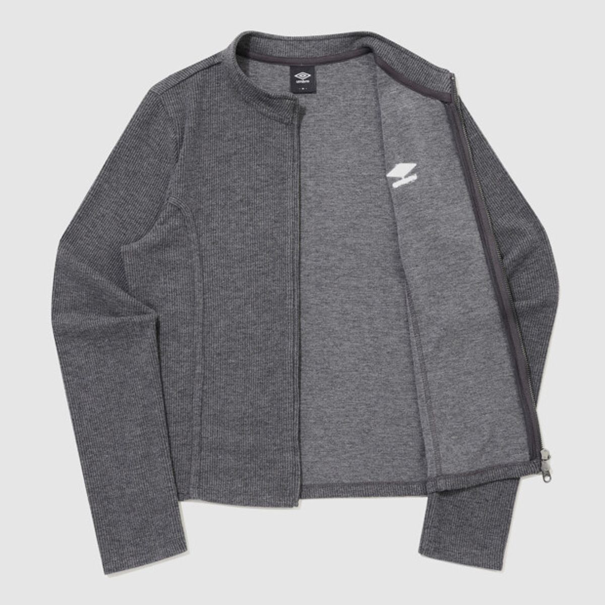 엄브로(UMBRO) 우먼스 골지 스탠넥 집업 자켓 그레이 UR322CFT99
