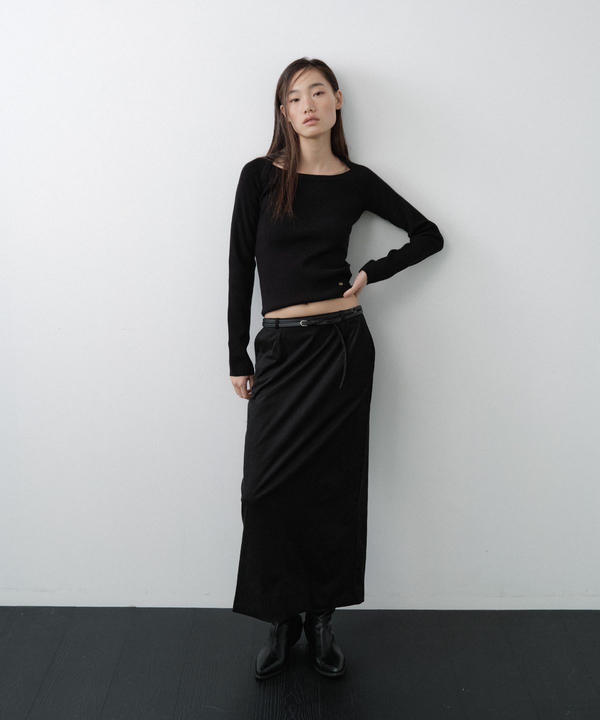 루시르주(LUCIR ZU) Double Wrap Long Belt (Black)