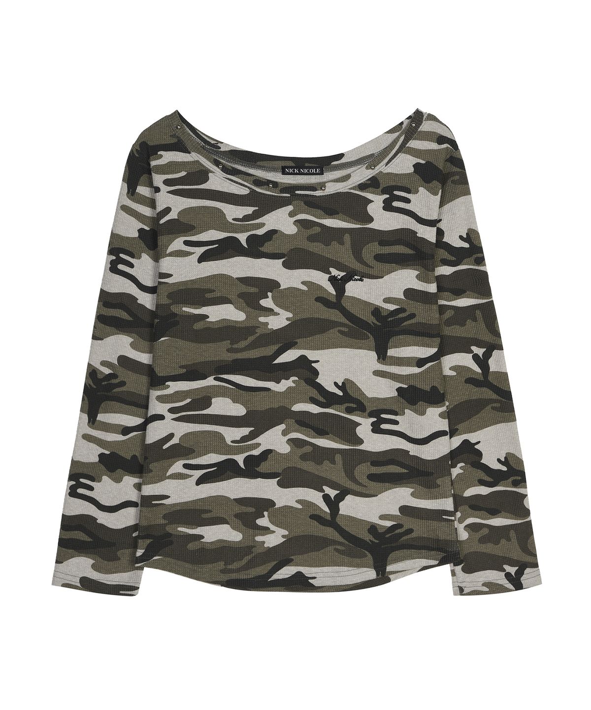닉앤니콜(NICK&NICOLE) CAMO OFF SHOULDER TOP_BEIGE