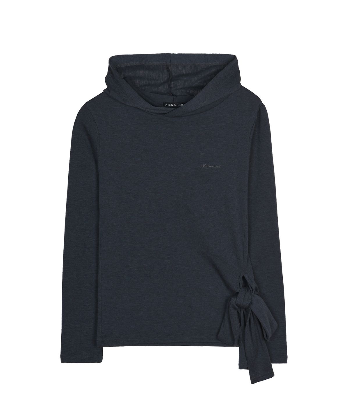 닉앤니콜(NICK&NICOLE) STRAP HOOD LONG SLEEVE TOP_NAVY
