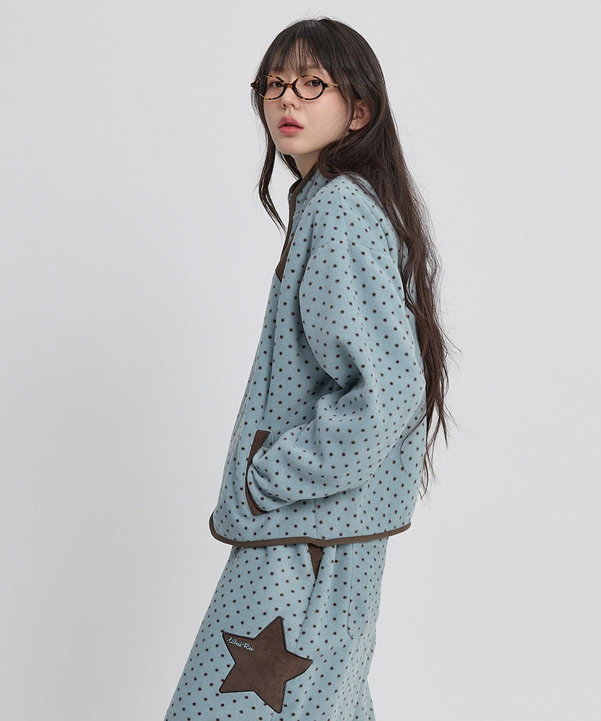 와이케이(WAIKEI) 트윈 스타 아플리케 도트 플리스 집업 민트
