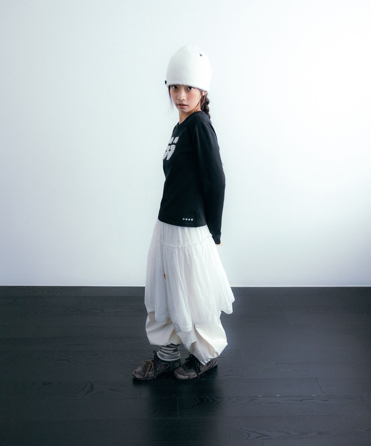 이요우아(IYOWUAH) Heart flower button beanie, White