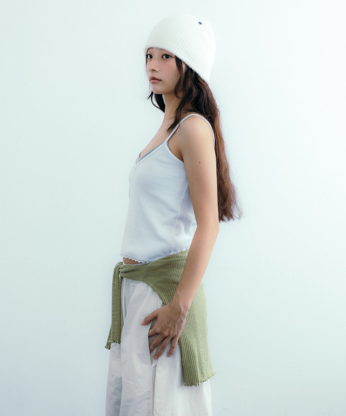 이요우아(IYOWUAH) Heart flower button beanie, White
