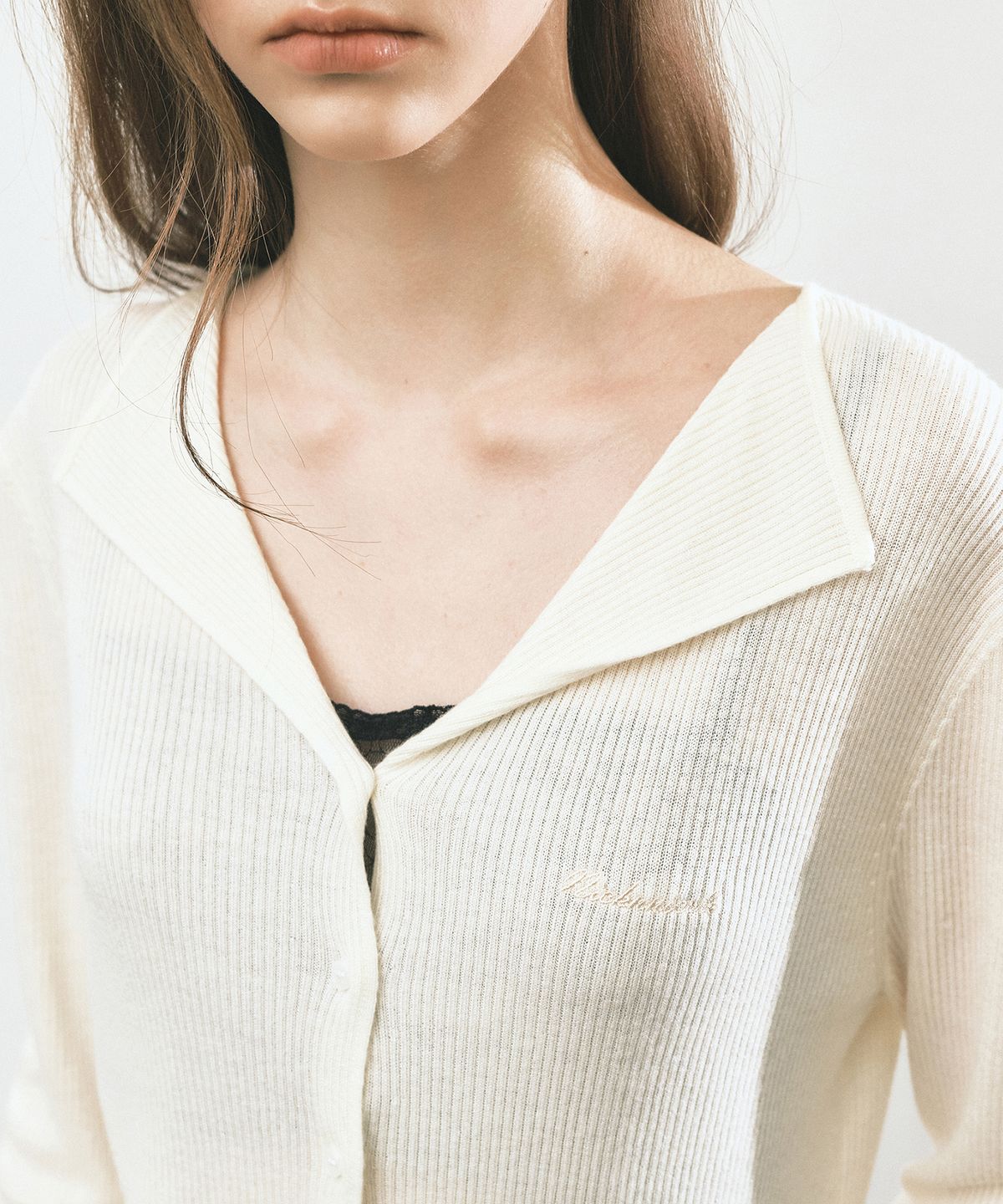 닉앤니콜(NICK&NICOLE) OPEN COLLAR KNIT CARDIGAN_IVORY