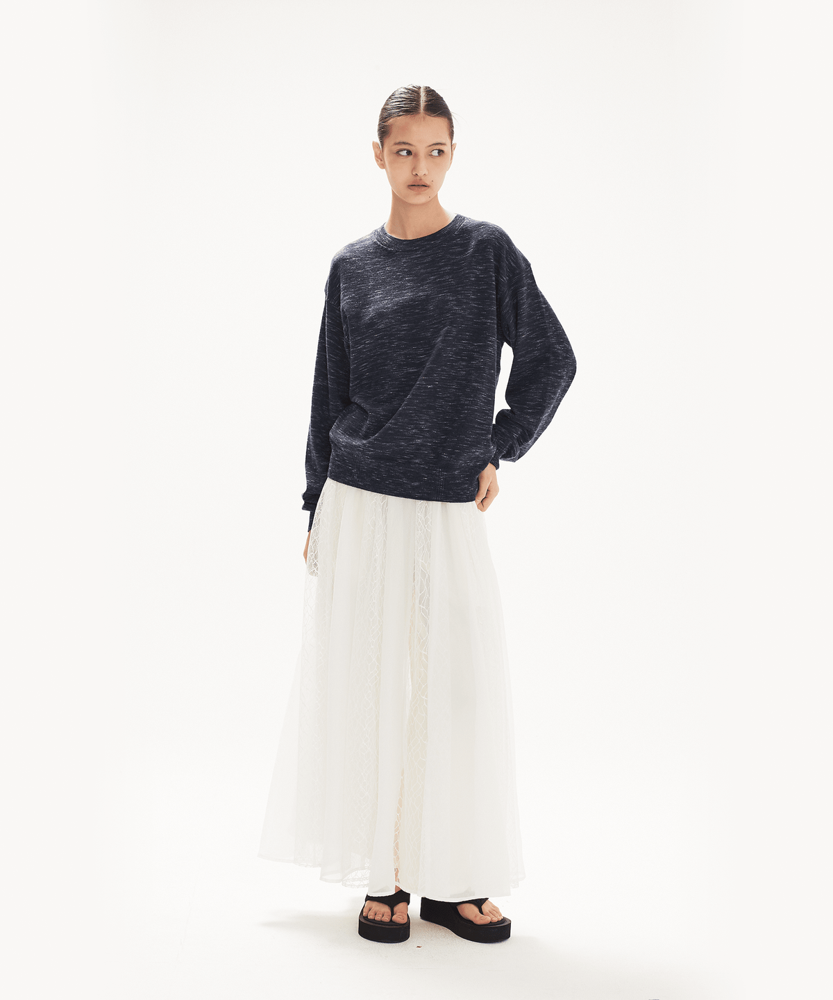 레인지(RANGE) 울코튼 라운드넥 풀오버 (멀티 네이비)