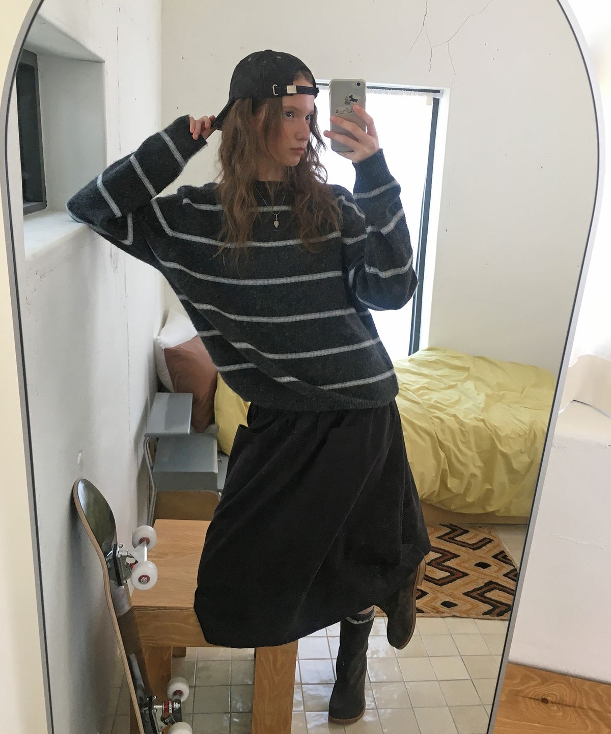 더미튼(THEMITTEN) [2nd] Grass midi skirt (charcoal)