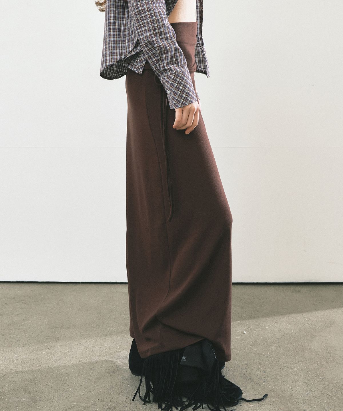닉앤니콜(NICK&NICOLE) FOLD OVER LONG SKIRT_BROWN